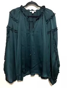 Chelsea & Violet Boho Bohemian green long Sleeves Blouse Relaxed Fit XL - Picture 1 of 12