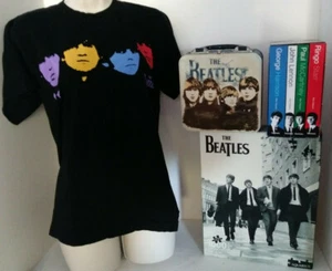 Beatles Womens Small T-Shirt Book Collection Puzzle Metal Lunchbox Collectables - Picture 1 of 5