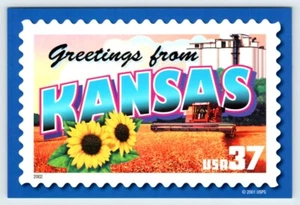 Grüße aus Kansas große Briefe unbesendet 4x6 Postkarte USPS SBP23 - Bild 1 von 2