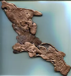 Upper Peninsula of Michigan Cast Copper Ingot abt 2 Lbs - Picture 1 of 3