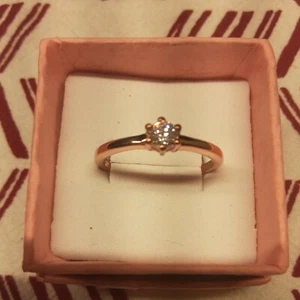 Size 8 VermeilRoseGold Over Sterling Ring Made With Zirconia From Swarovski(422) - Picture 1 of 11