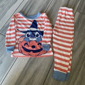 Lilo & Stitch Toddlers Unisex Halloween Pajama Set 3T Orange & White Pumpkin - Picture 1 of 4