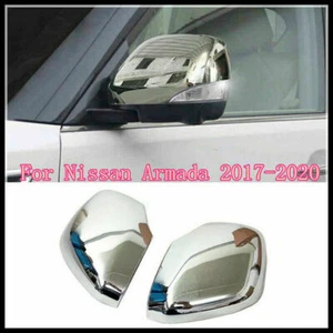 CHROME SIDE DOOR REARVIEW MIRRORS COVER TRIM FOR NISSAN ARMADA Patrol 2017-2020 - Picture 1 of 6