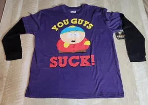 South Park Men's You Guys Suck T-Shirt Size 2XL 2012 New With Tags Purple Black - Picture 1 of 6