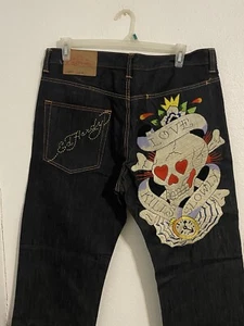 Vintage Mens Ed Hardy jeans / Pants 40x34 Love Kills Slowly black EUC - Picture 1 of 15