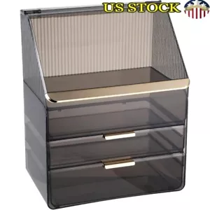 Makeup Organizer W/ Lid Cosmetic Storage Box Vanity Countertop Drawers Bathroom - Picture 1 of 7