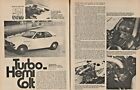 1972 Turbo Hemi Dodge Colt turbocompresseur - 6 pages article automobile vintage