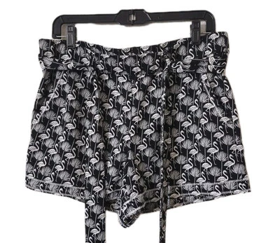 Pantalones Cortos Loft Flamingo Talla Mediana Negro Blanco Cintura Elástica Cinturón para Mujer  Foto 1 de 4