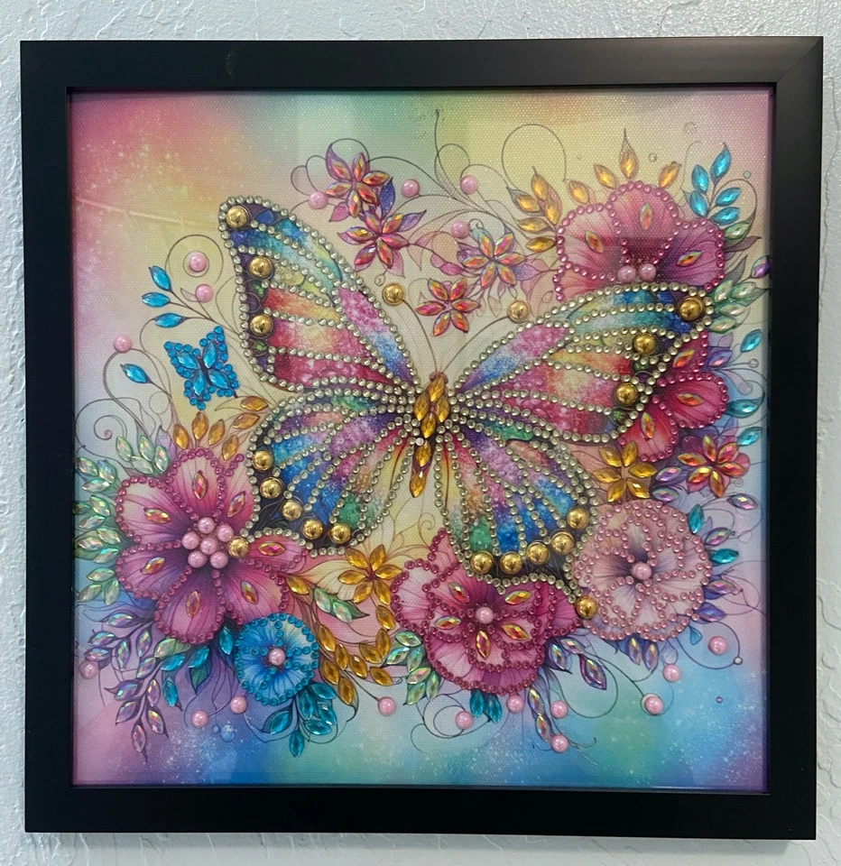 Butterfly wall art framed stunning home decor 11" x 11" handmade  - Image 1 of 3
