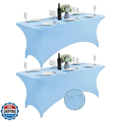Paquete de 2 cubiertas de mesa de spandex impermeables SuperO para universo de mesa de 6 pies Foto 1 de 4