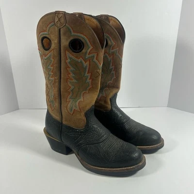 Botas occidentales Twisted X para hombre talla 7 1/2 D marrón negro punta cuadrada bordadas Foto 1 de 4