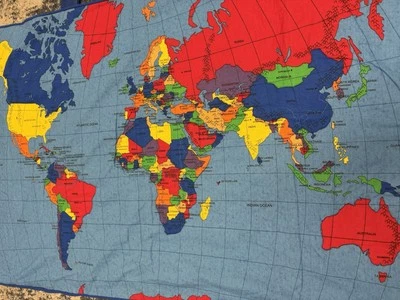 Mapa de los EE. UU. Panel de Tela Colgante de Pared Forrado Edredón Estilo 34" x 56" Aula Foto 1 de 4