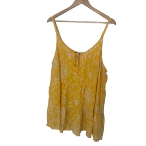 Torrid Tank Top Challis Tiered Tie-Front Cami Yellow Leopard Dainty Plus Size 1X - Picture 1 of 6