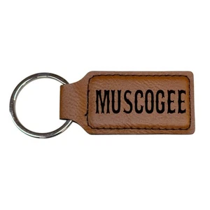 Keychain - Rectangle - Muscogee - Leather - Foto 1 di 8