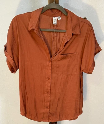Blusa Joie Mujer Botón Frontal Medio Óxido Terracota Manga Corta Bolsillo Foto 1 de 4