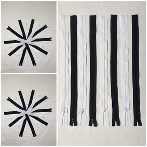 No.3 16" - 40" NYLON ZIPS *IN BLACK AND WHITE COLOURS* ZIPPER SEWING - Picture 1 of 3