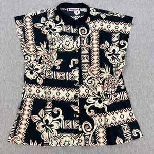 Blusa BloodyEdith Anna May donna M nera floreale tiki anni 40 50 retrò mandarino - Foto 1 di 8