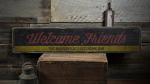 Welcome Friends, Custom Family Last - Rustic Distressed Wood Sign - Picture 1 of 2