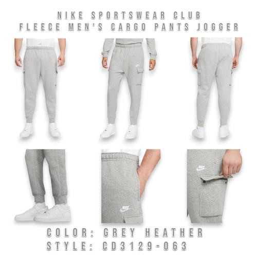 Nike Sportswear Club Fleece Mens Cargo Pants Jogger CD3129063 Gray Sz
