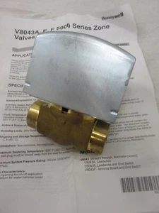 1" ID HONEYWELL V8043E 5020 MOTORIZED ZONE VALVE 24V W/ MANUAL OPENER - Picture 1 of 6