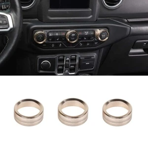 Center Air Conditioner Switch Knob Trim Covers For Jeep Wrangler JL JT 18+ Gold - Picture 1 of 10