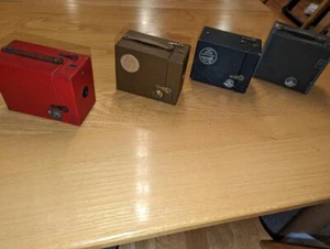 4 Kodak box cameras including Fox Silver Anniv, Red, 50 Anniv & Olive Drab - Picture 1 of 9