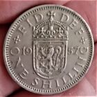 1957 One Shilling 1/- Coin Crowned Scottish Shield Uncleaned  E/F Condition