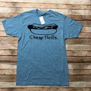 Jem Mens Crew Neck Funny Hotdog Cheap Thrills Summer T Shirt Blue M - Picture 1 of 1