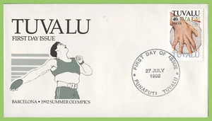 Tuvalu 1992 Barcelona Olympics 40c Discuss on First Day Cover - Picture 1 of 1