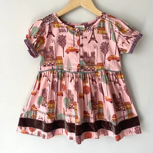 Matilda Jane Peasant Top Size 6 Bon Vivant Secret Fields Paris Pink Eiffel Cars - Picture 1 of 8