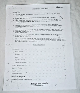 Snap MT-480 Diesel Timing Meter Instruction Manual Operating Guide - Picture 1 of 2