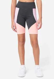 Justice NWT Collection X ColorBlock Bike Shorts-Coal Gray/Pink SMALL(Size 7/8) - Picture 1 of 1