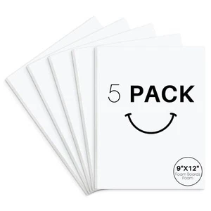 5 Pack 9x12 White Foam Core Boards, 1/8" Thick for Crafts & Mounting - Picture 1 of 7