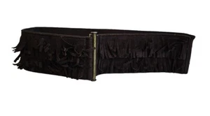 BCBG MaxAzia Fringe Belt Brown Small BCBG ~1 Inch Fringe Elastic 3" Wide - Picture 1 of 20