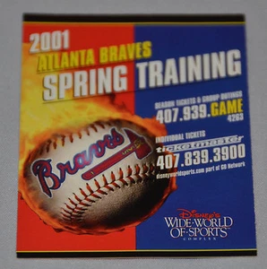 Calendario de bolsillo de entrenamiento de primavera de los Atlanta Braves 2001 (Disney's Wide World Sports) - Imagen 1 de 2
