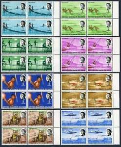 Solomon Isls 180-183,185-186,188-189 blocks/4,MNH. Designs in 1968.Vine,Kite, - Picture 1 of 1