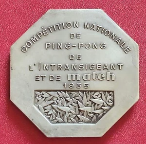 Médaille Br Arg Compétition Nationale De Ping Pong L'Intransigeant & Match 1935 - Picture 1 of 3