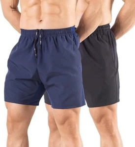 Men's 5" Running Shorts 2 Pack Quick Dry Athletic Workout Gym Shorts Zipper XL - Picture 1 of 7