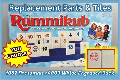 Pressman Rummikub 1997 piezas de repuesto azulejos traseros grabados blancos elegir Foto 1 de 4