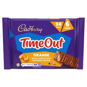 Cadbury Timeout Orange Milk Chocolate Covered Wafer 6 Pack 108g - Picture 1 of 1