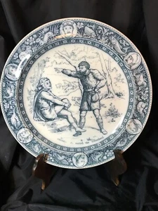 Wedgwood Ivanhoe Flow Blue Dinner Plate Wamba & Gurth the Swineherd - Picture 1 of 6