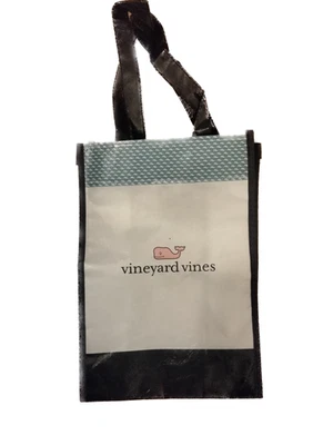 1 VINEYARD VINES Reusable Shopping Bag Tote 9x13 White w Pink Whale Logo NEW - Image 1 of 3
