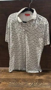 Redvanly Herren Blumendruck Performance Golf Polo grau weiß Freizeit Stretch M - Bild 1 von 5