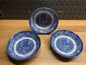 Lot Of 3 Liberty Blue Small Fruit Dessert Bowls 5" Betsy Ross Staffordshire -3 - Picture 1 of 6