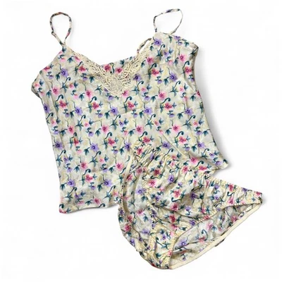 Top cami vintage delicado amarillo mantequilla floral 100 % seda sueño íntimo 7 grande Foto 1 de 4