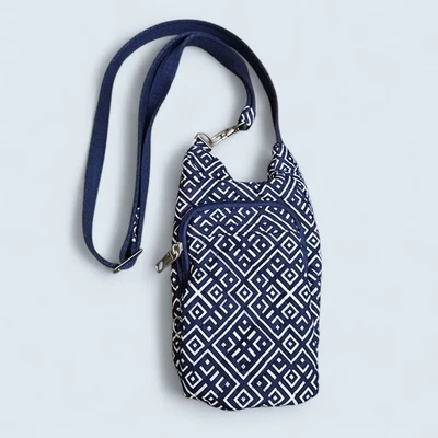 Travelon Anti-Theft RFID Water Bottle Tote Crossbody Boho Blue Geometric NWOT - Image 1 of 4