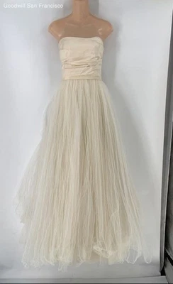 Amsale Aberra Ivory Strapless Back Zip Classic Wedding Gown Womens Dress Size 8 - Image 1 of 4