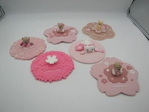 Starbucks Lote de 6 Tapas de Taza de Silicona Sakura Flor de Cerezo Gatito Gato Pétalo Rosa - Imagen 1 de 10