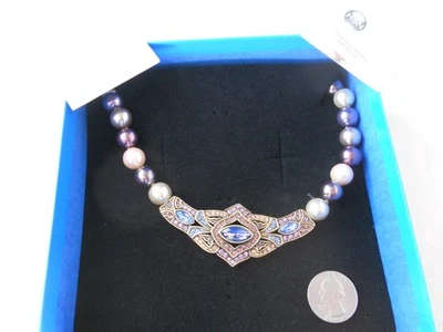 Collar Heidi Daus Diamantes de Imitación Azul y Rosa Multicolor Perlas Perfecto + Caja Foto 1 de 4