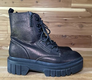 Guess Boots Women's 10M Ferina 2 Combat Lace-up Boots Bronze - Picture 1 of 11
